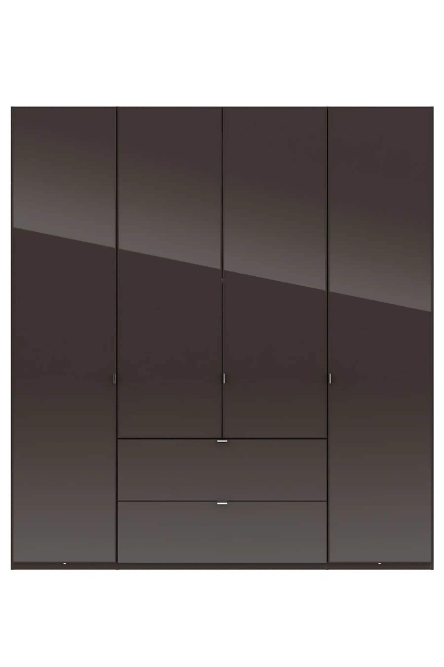 Wiemann Monroe Dark Grey 2M Glass Hinged 4 Door Semi fitted Wardrobe