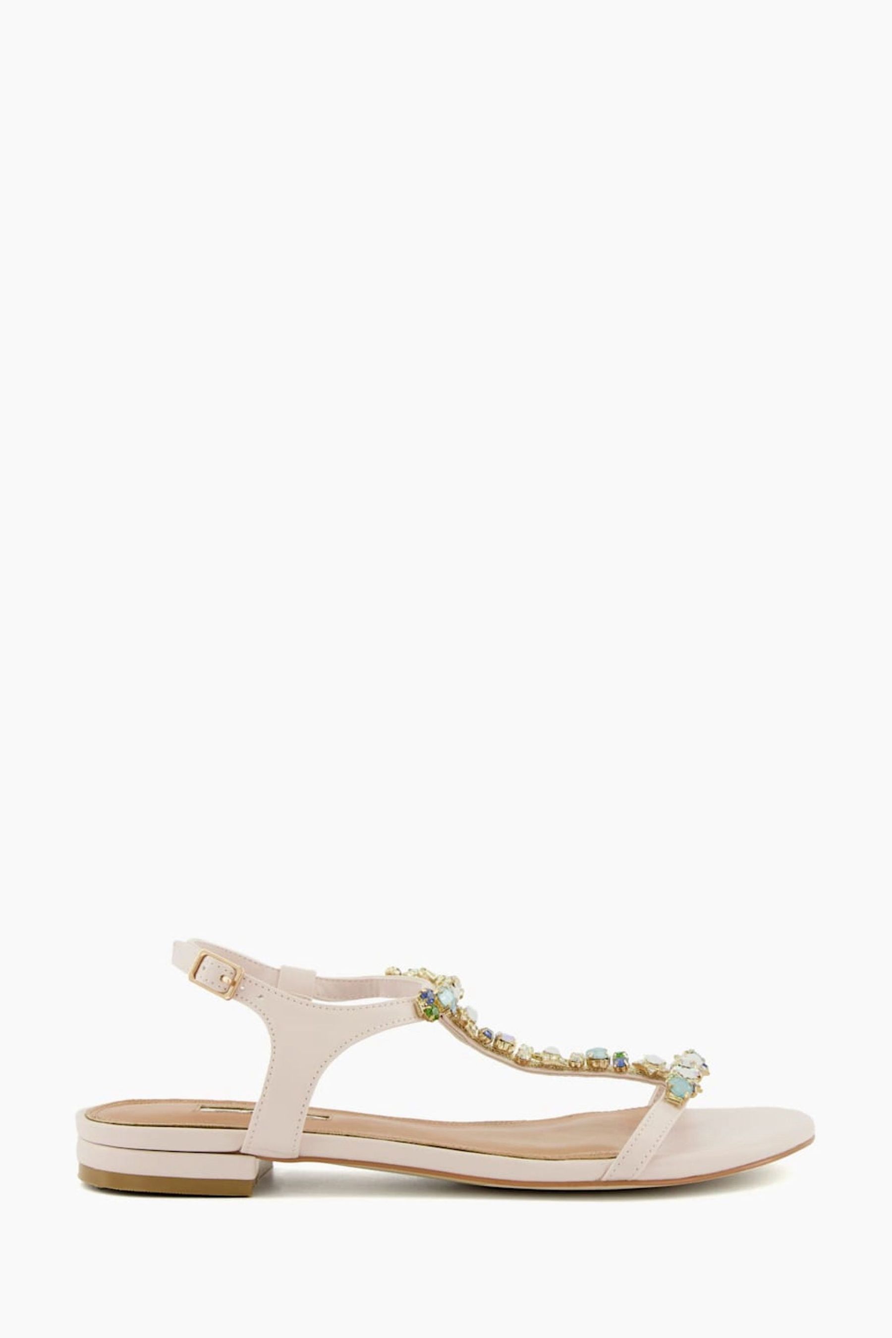 Buy Dune London Cream Nissa Opal Tbar Flat Sandals from Next Luxembourg