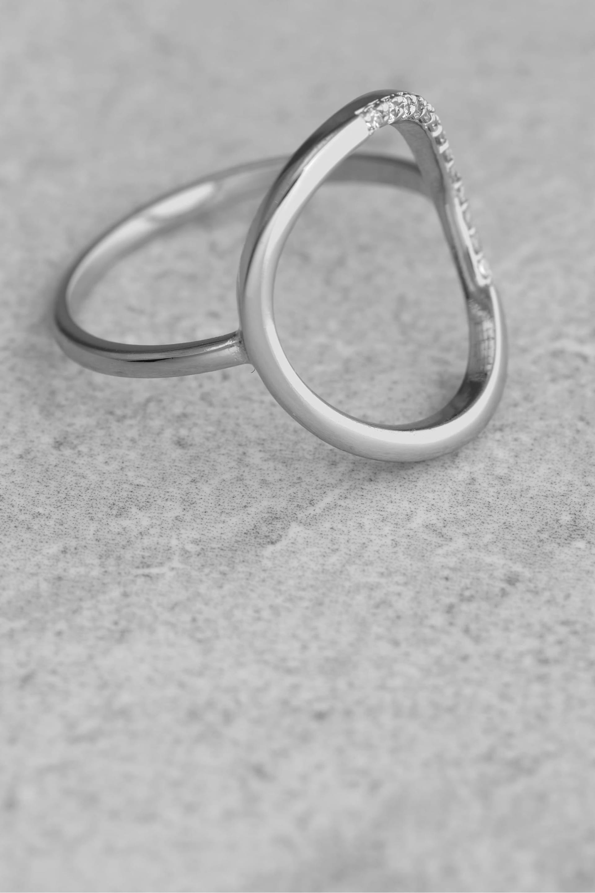 Mint Velvet Silver Plated Oval Pave Ring - Image 3 of 4