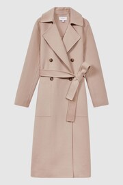 Reiss Neutral Sasha Wool Blend Double Breasted Blindseam Coat - Image 2 of 6