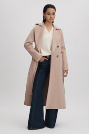 Reiss Neutral Sasha Wool Blend Double Breasted Blindseam Coat - Image 5 of 6