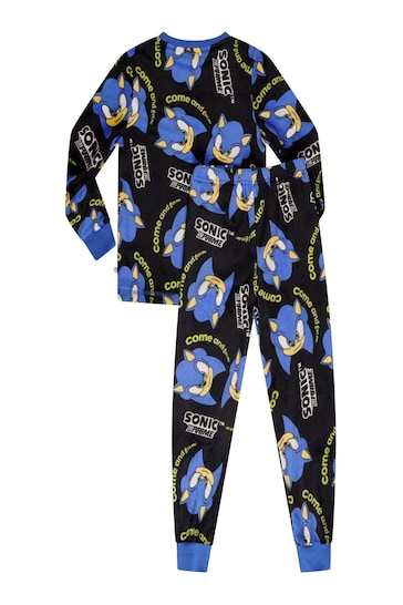 Brand Threads Black Sonic The Hedgehog Boys Fleece Pyjama Set