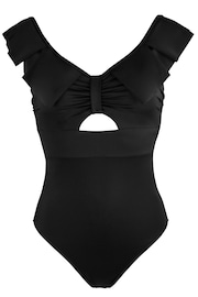 Pour Moi Black Space Frill Non Wired Swimsuit - Image 4 of 5