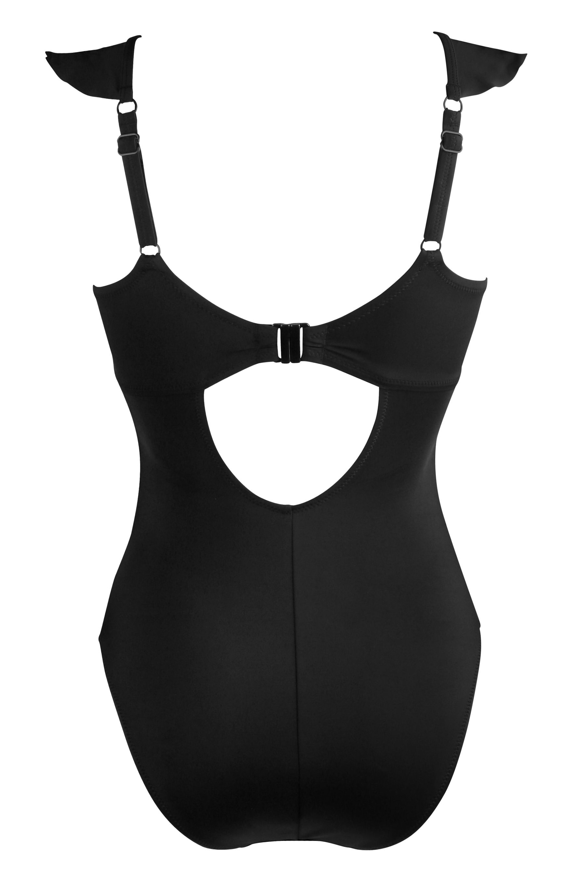 Pour Moi Black Space Frill Non Wired Swimsuit - Image 4 of 5