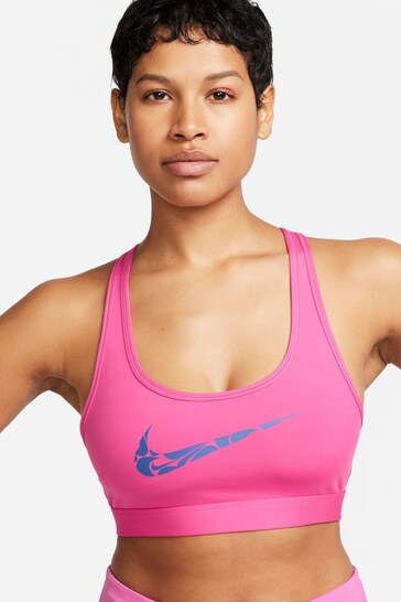 Nike Red Swoosh Light Support Non Padded Sports Bra