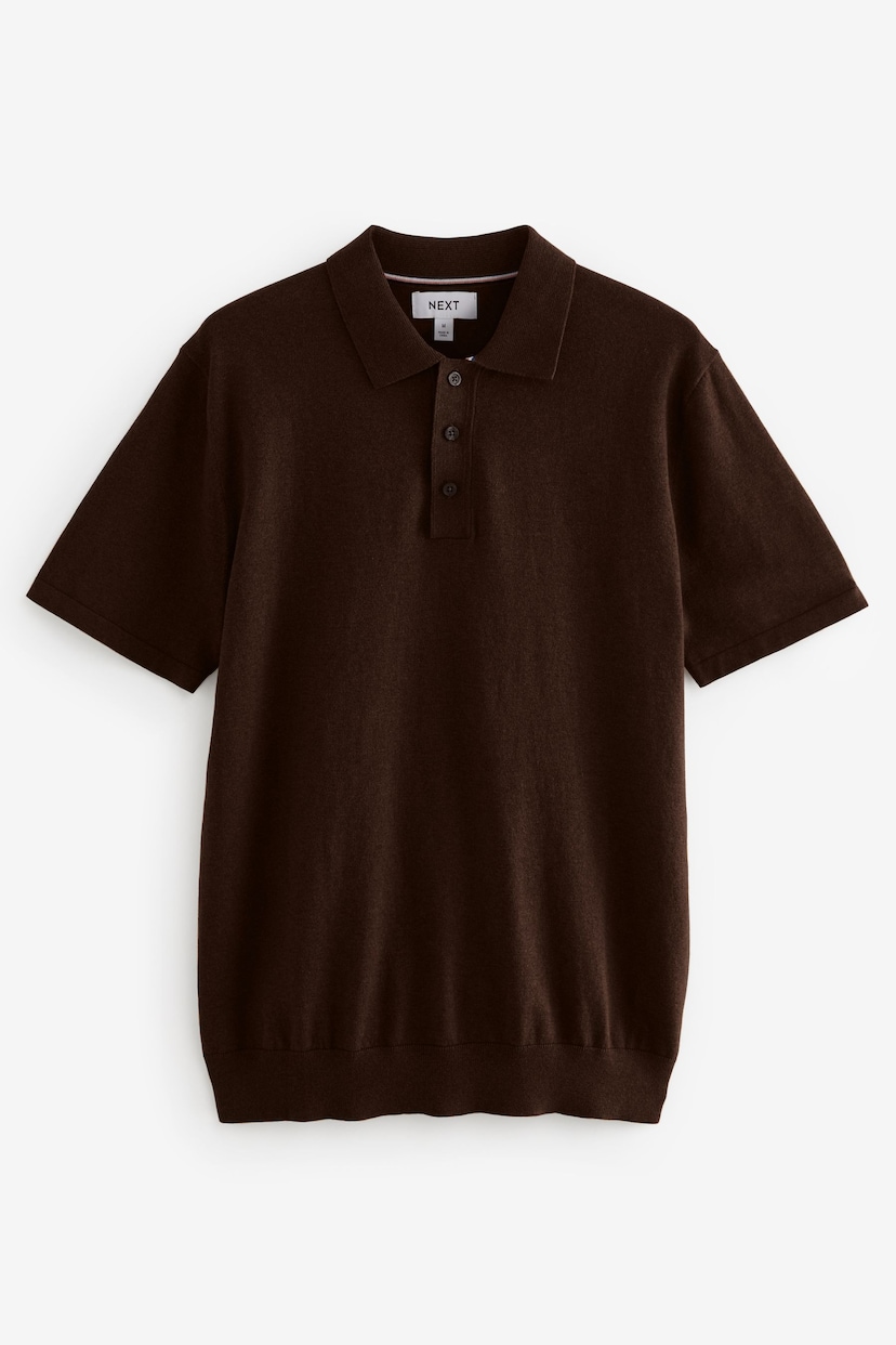 Brown Regular Fit Knitted Polo Shirt - Image 5 of 5