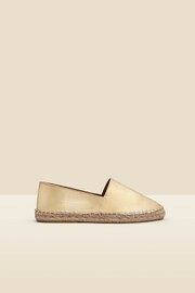 Sosandar Gold Flat Closed Toe Leather Espadrilles - Image 1 of 3