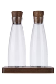 Artisan Street Clear Glass Oil And Vinegar Servers With Wooden Stand - Image 2 of 3
