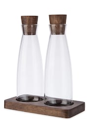 Artisan Street Clear Glass Oil And Vinegar Servers With Wooden Stand - Image 3 of 3