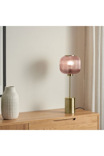 MADE.COM Pink & Antique Brass Briz Table Lamp