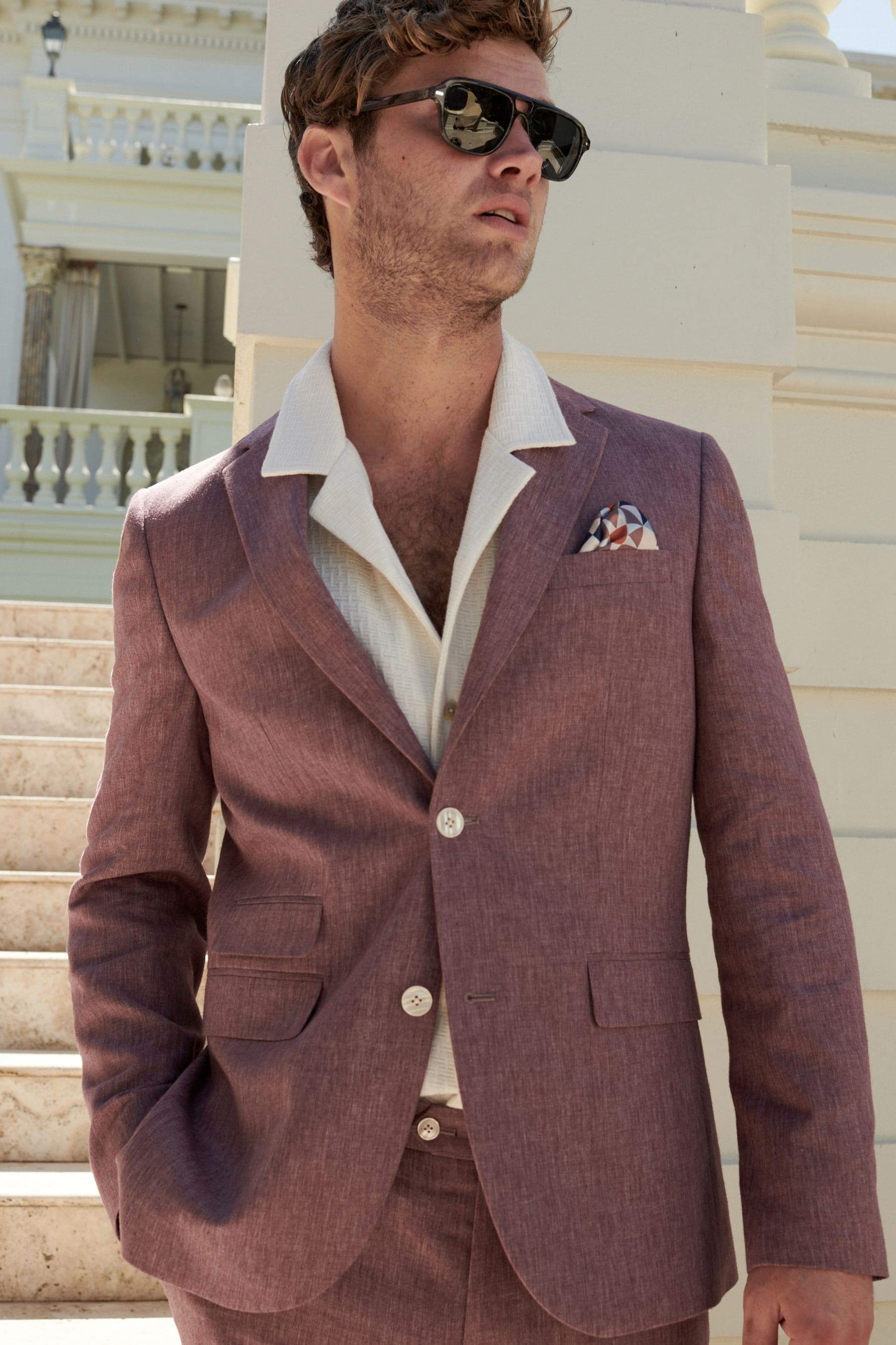 Pink linen blazer mens discount