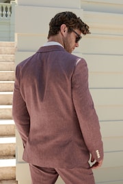 Pink Regular Fit Linen Blend Suit Jacket - Image 3 of 11