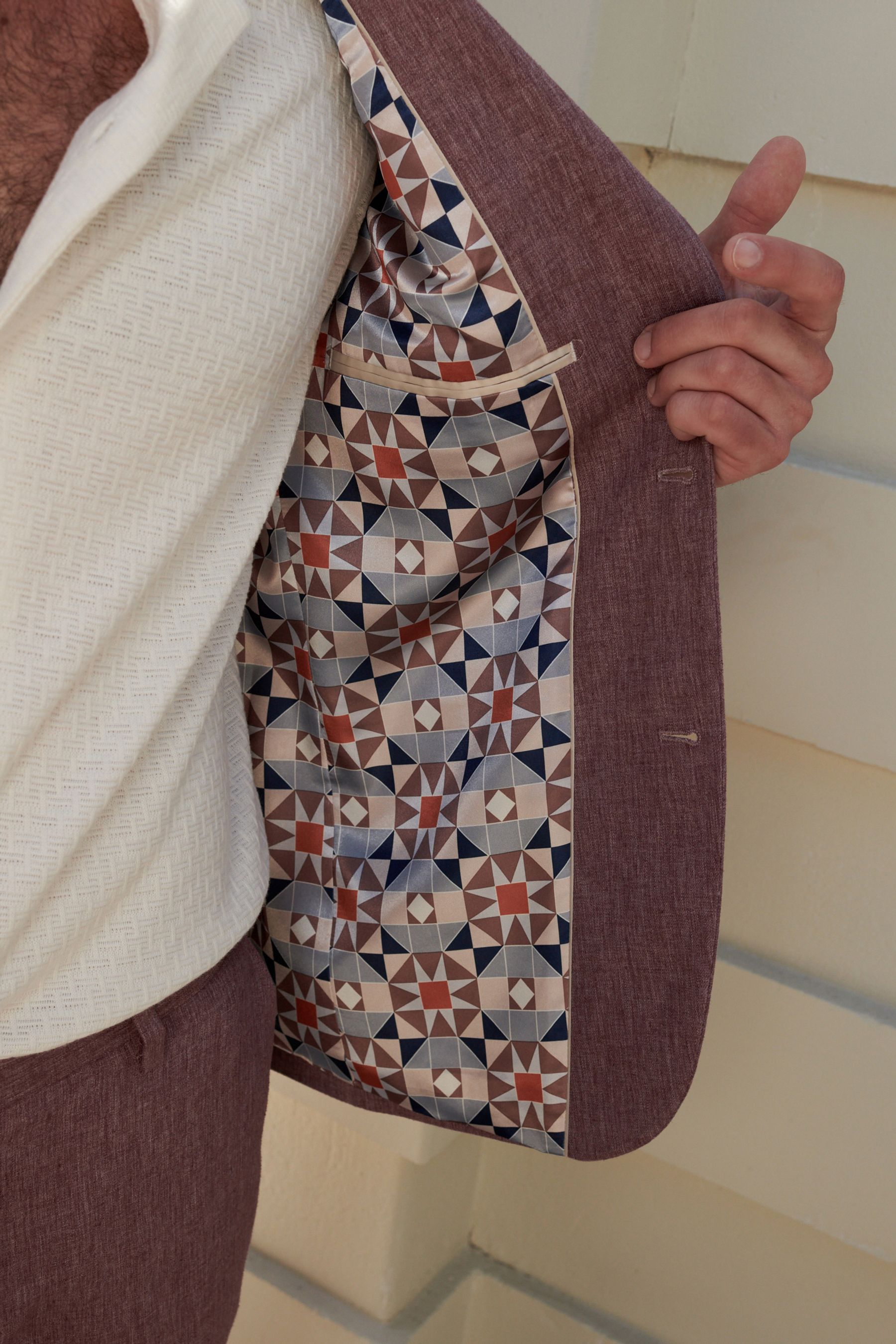 Buy Pink Slim Fit Linen Blend Suit Jacket from the Next UK online shop