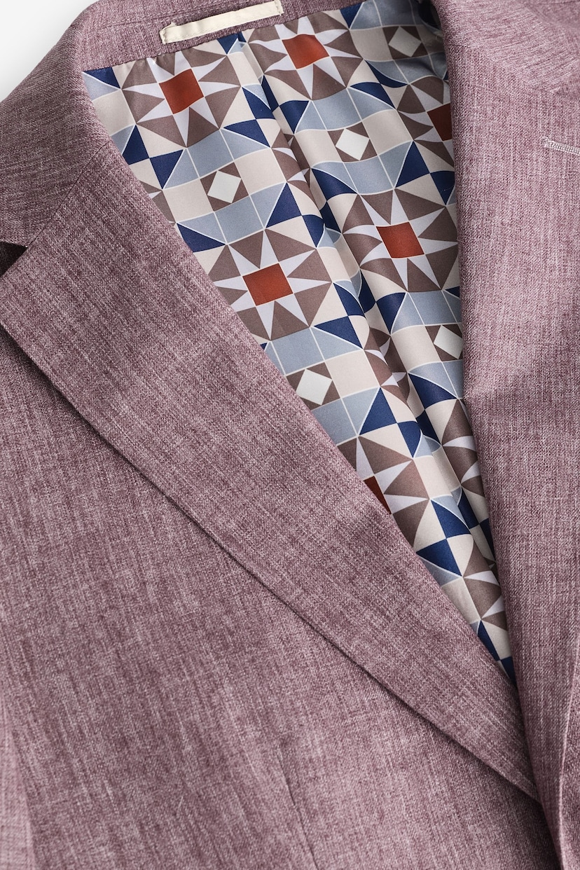 Pink Regular Fit Linen Blend Suit Jacket - Image 9 of 11