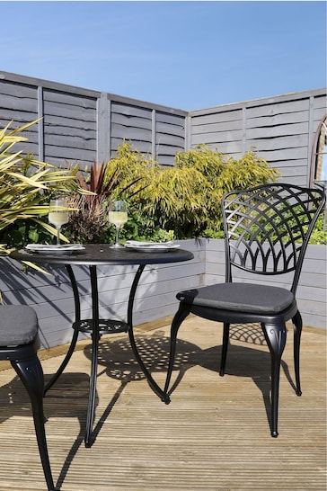 Charles Bentley Grey Garden Cast Aluminium Bistro Table And Chairs Set