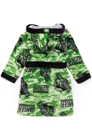 Vanilla Underground Green Jurassic Park Unisex Kids Fleece Dressing Gown Robe