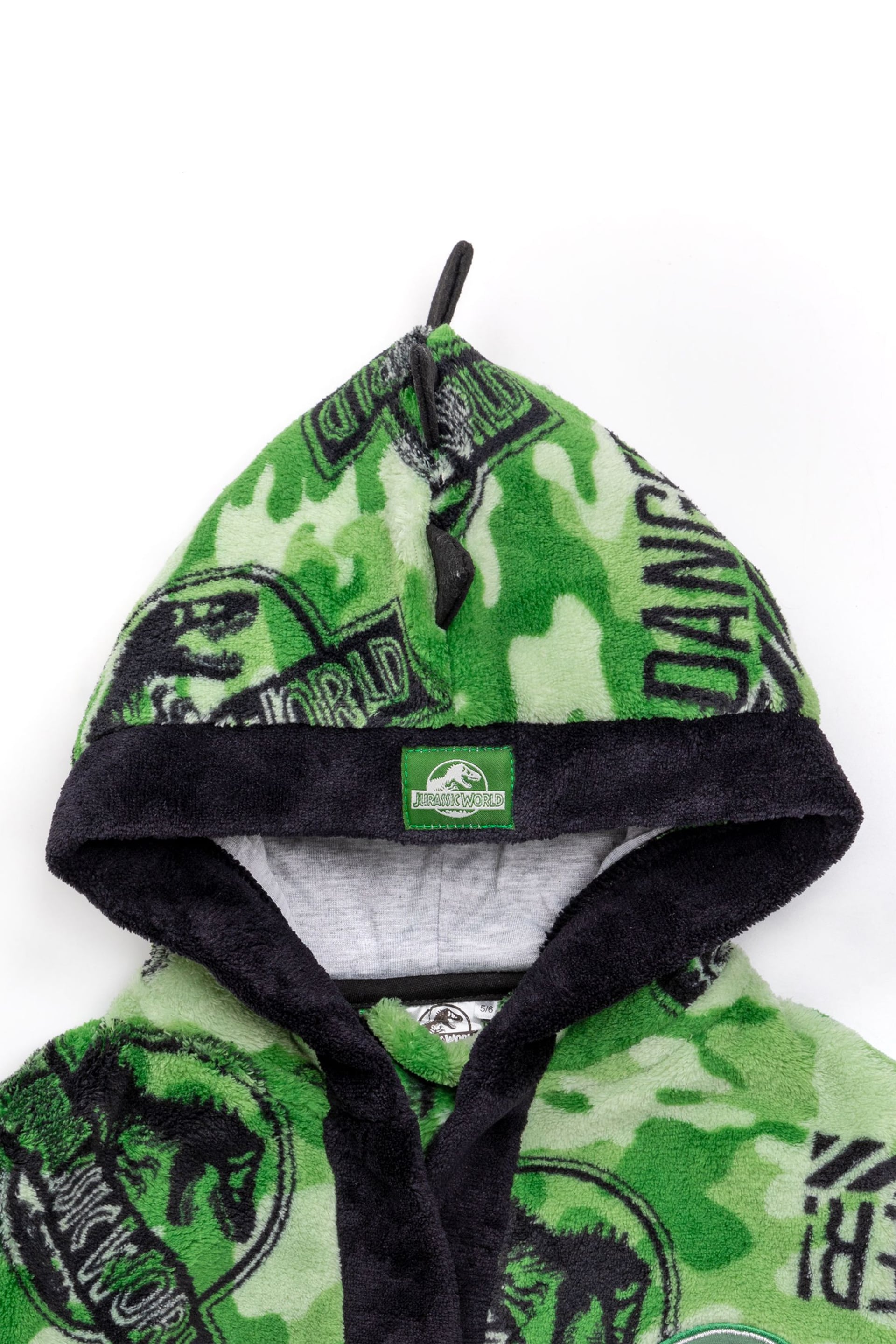 Vanilla Underground Green Jurassic Park Unisex Kids Fleece Dressing Gown Robe - Image 3 of 5