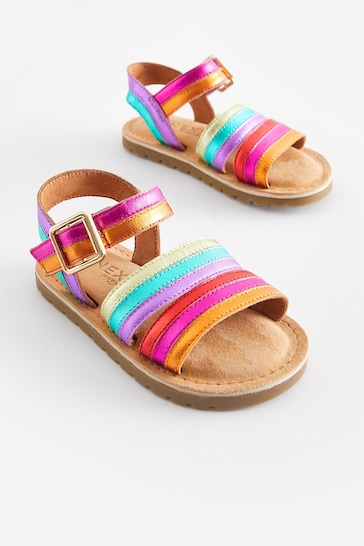 Multi Wide Fit (G) Leather Stripe Sandals