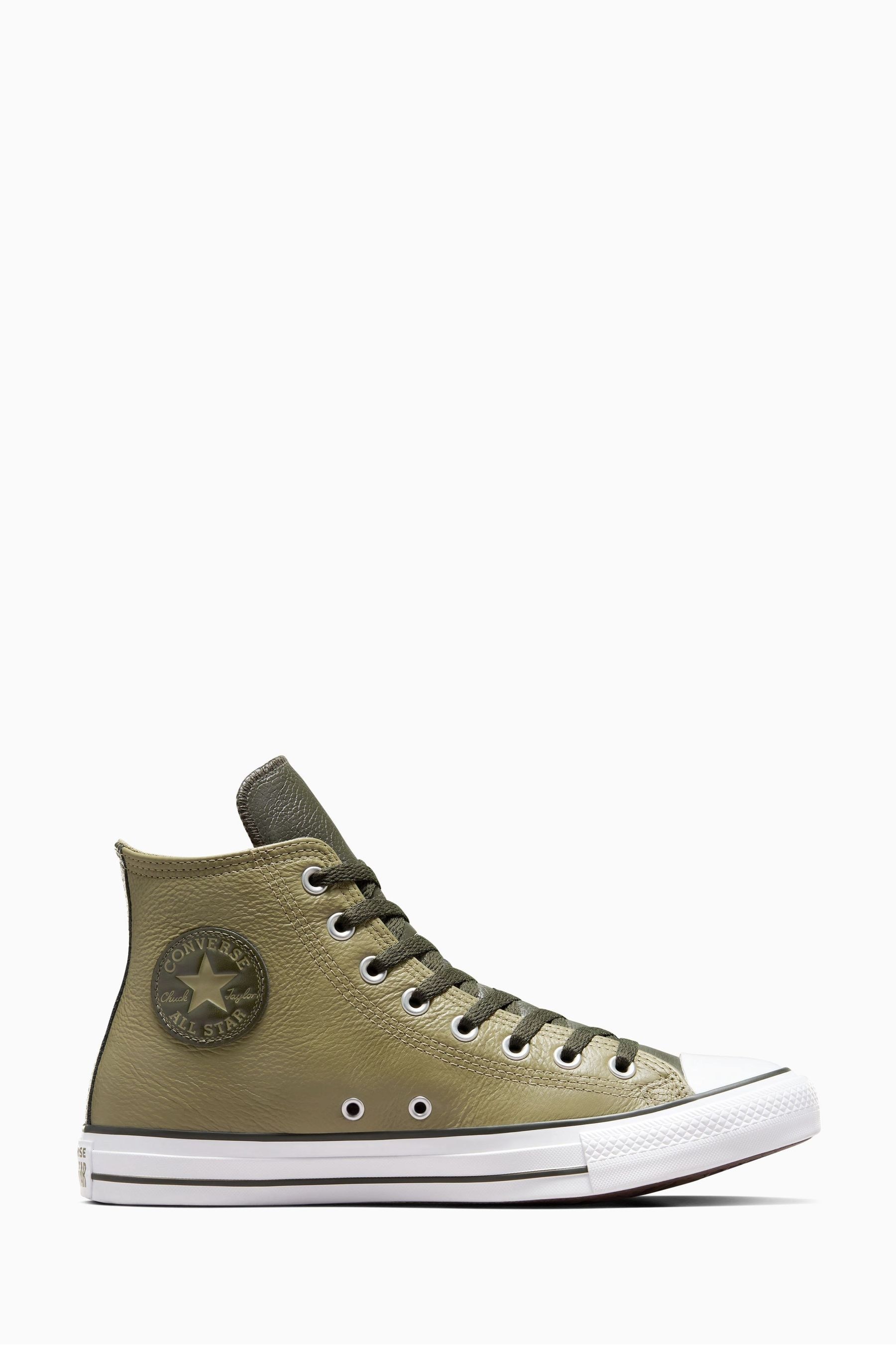 Buy Converse Green Chuck Taylor All Star High Top Leather Trainers from Next Luxembourg