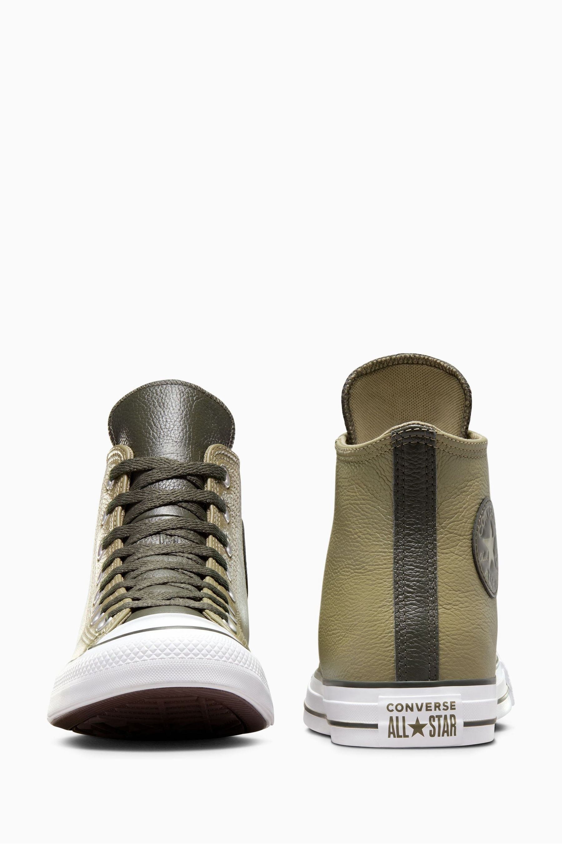 Buy Converse Green Chuck Taylor All Star High Top Leather Trainers from Next Luxembourg