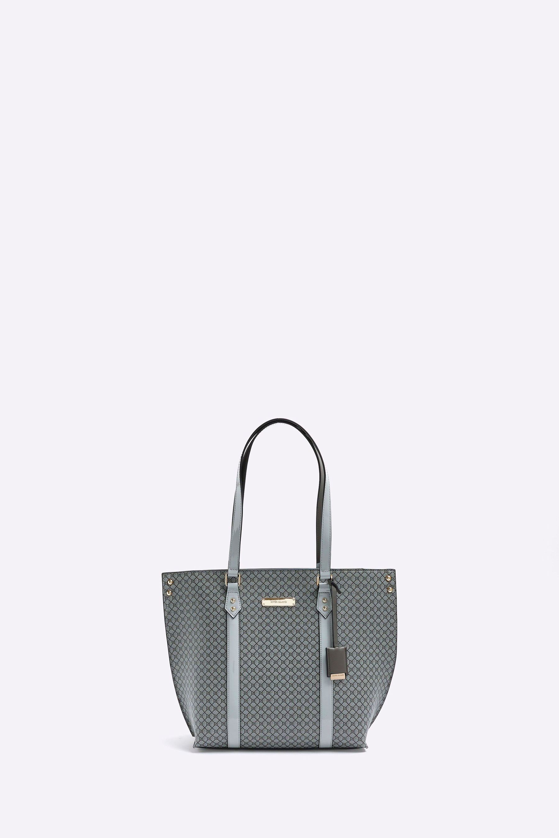 Buy River Island Grey Monogram Pinch Shopper Bag from Next Ireland