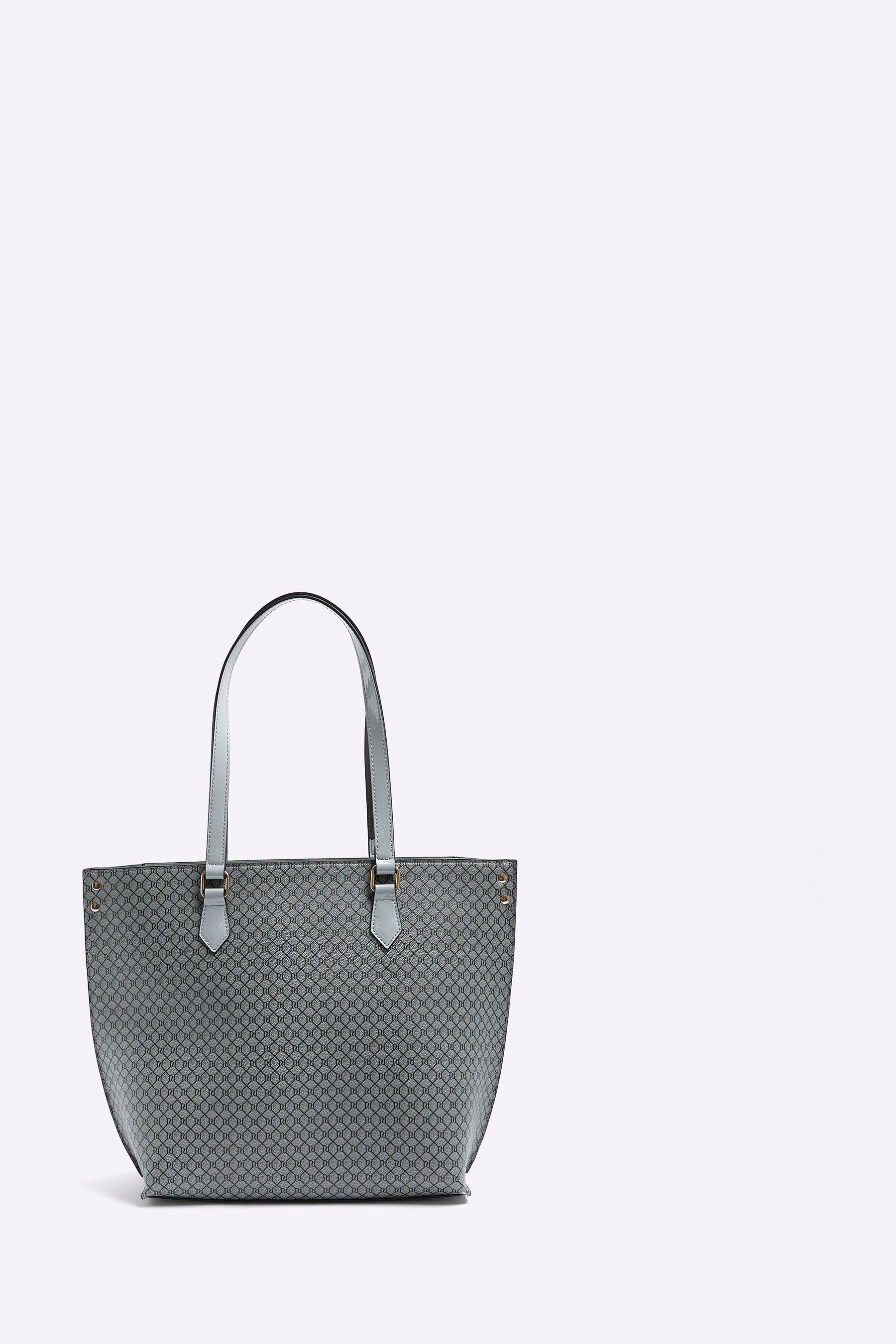 Grey ri monogram print shopper handbag outlet