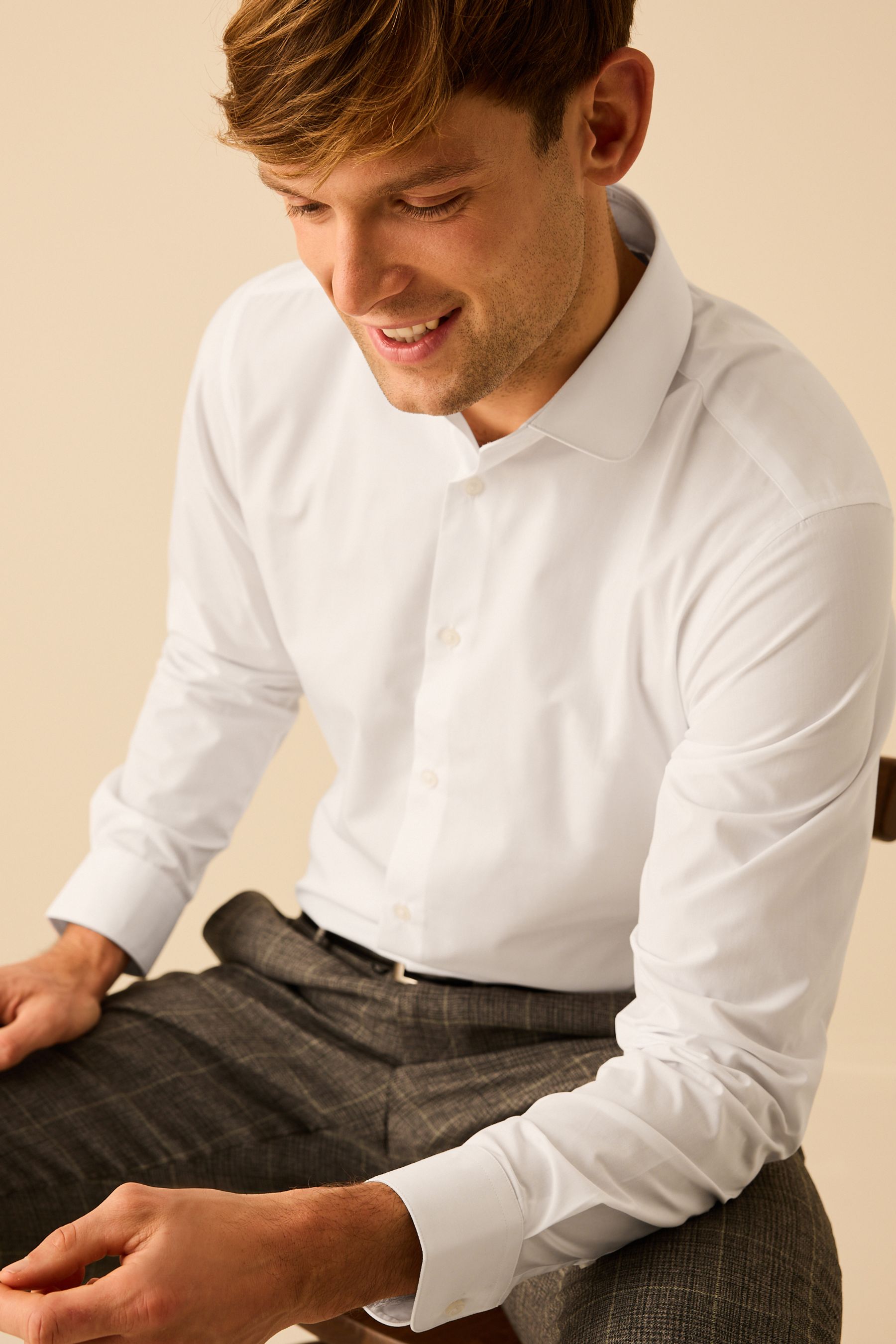 Buy White Penny Collar Easy Care Single Cuff Shirt from the Next UK online shop
