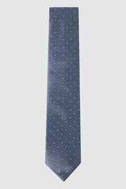 Reiss Airforce Blue Liam Silk Polka Dot Tie - Image 1 of 5