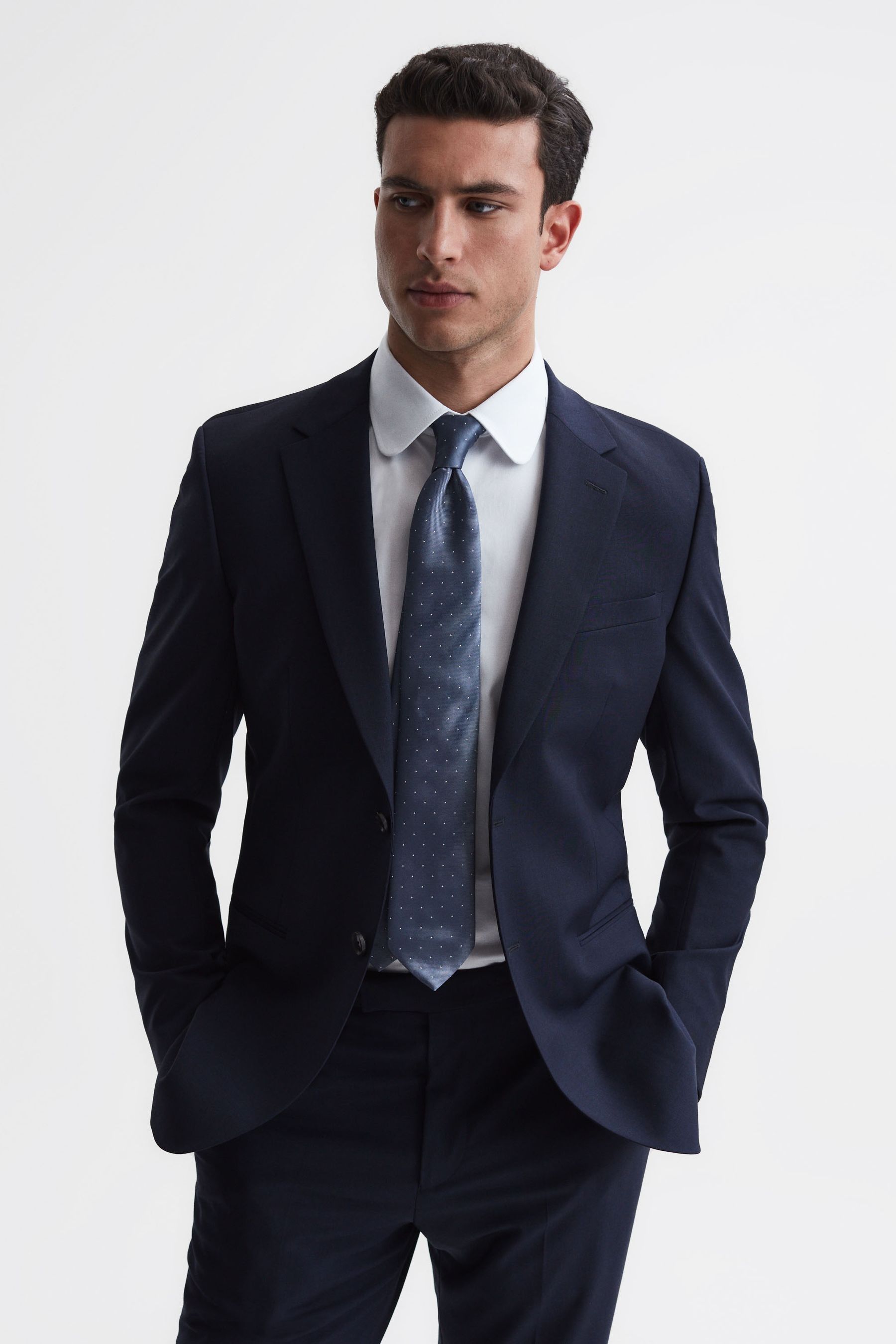Buy Reiss Airforce Blue Liam Silk Polka Dot Tie from Next Luxembourg