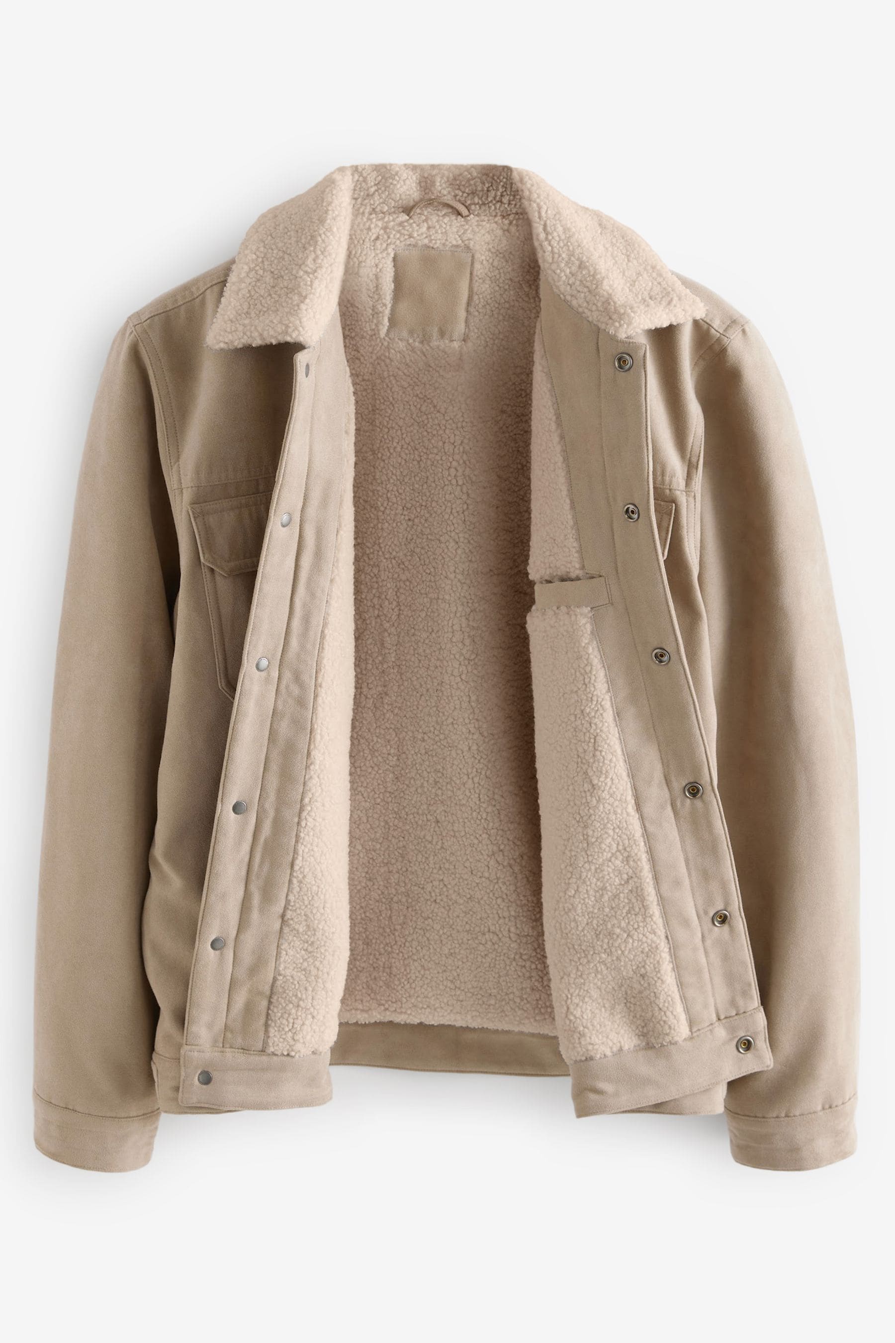 Black faux suede borg collar jacket clearance