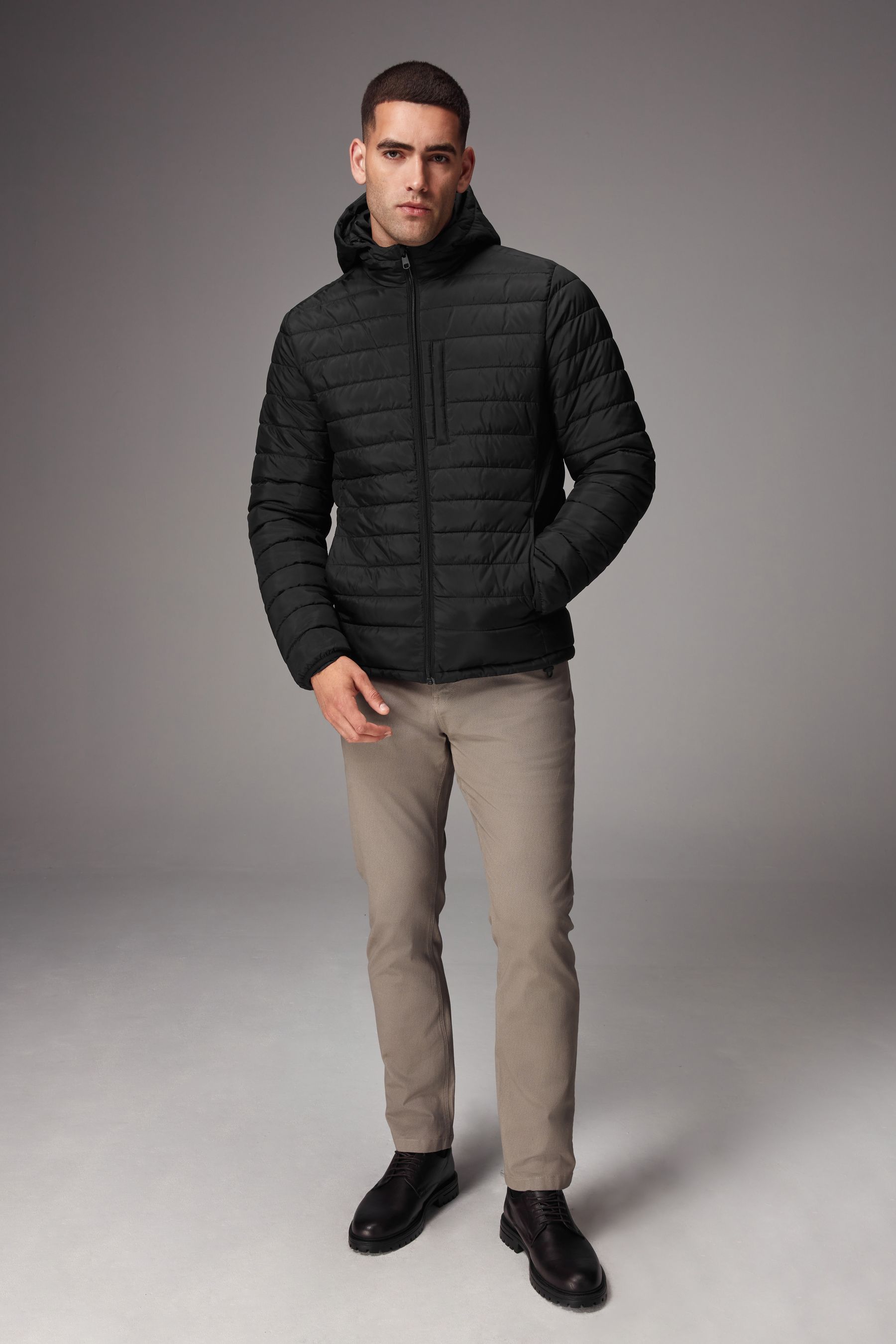 Buy Black Shower Resistant Lightweight Hooded Puffer Coat Jacket from Next Luxembourg