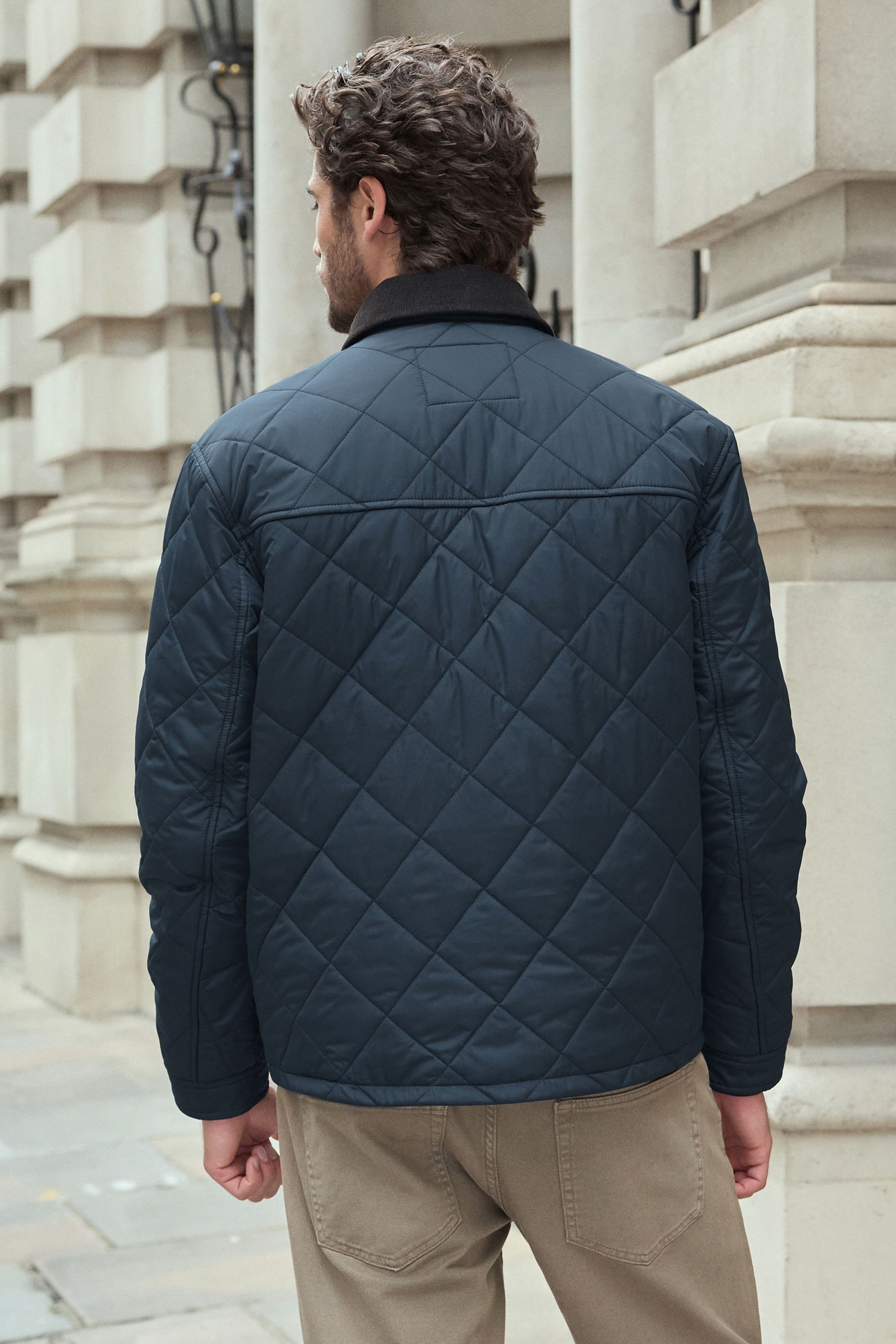 Quilted jacket with corduroy collar store