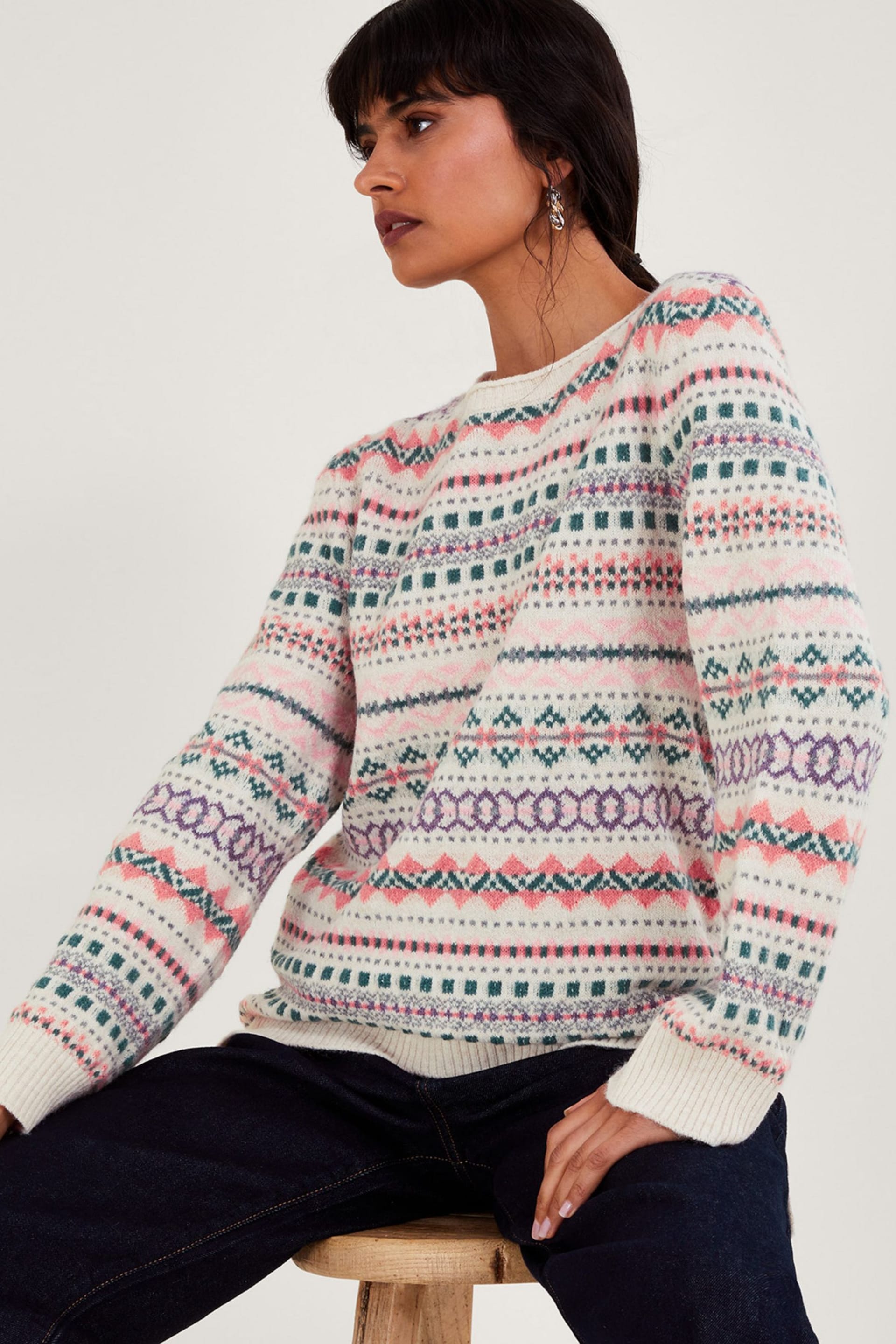 Monsoon Natural Fairisle Pattern Jumper - Image 1 of 5