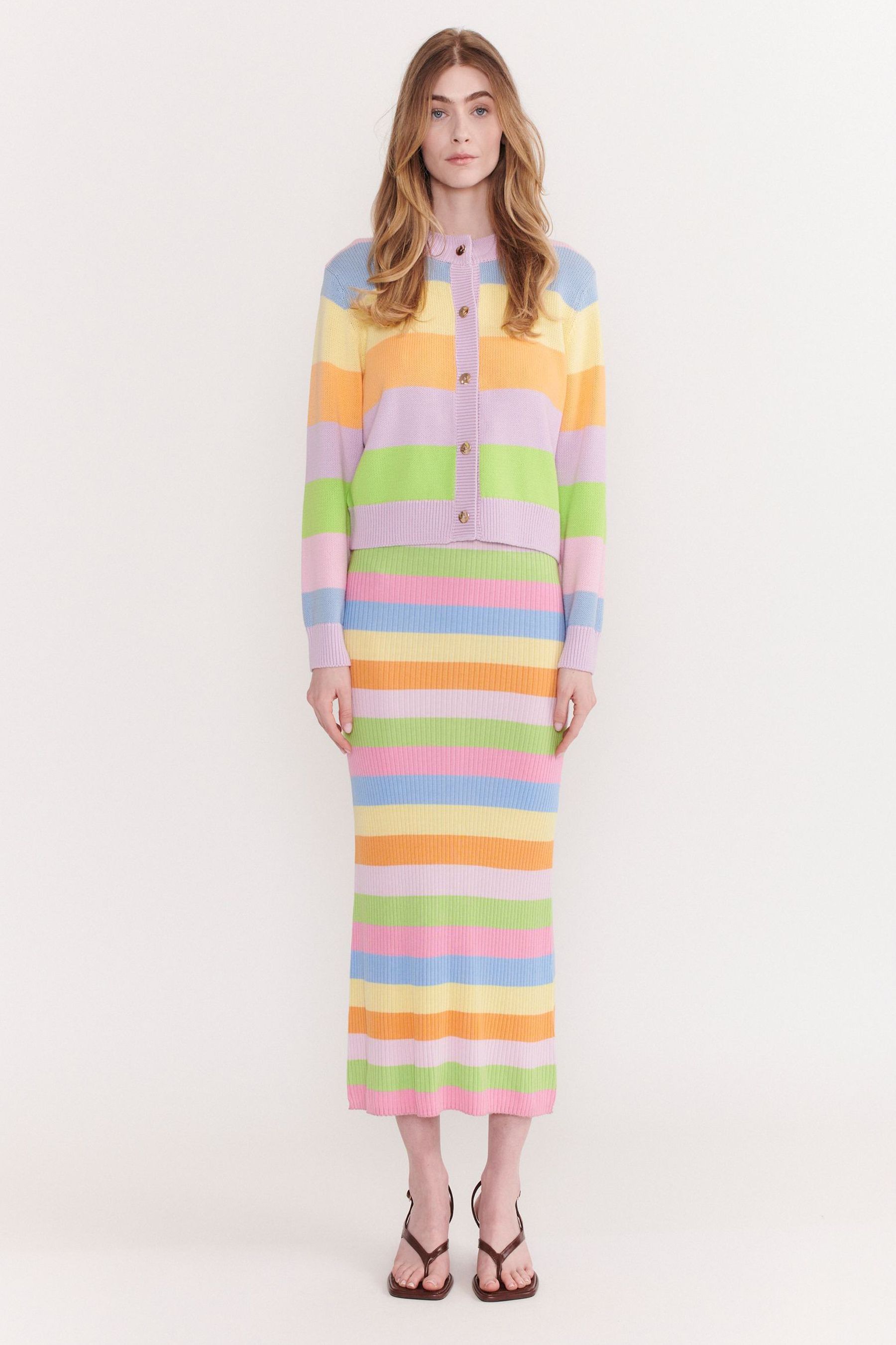 Buy Olivia Rubin Rainbow Dee Multi Striped Knit Cardigan from Next Luxembourg