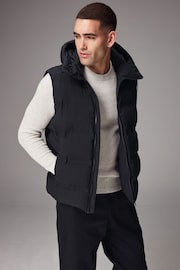 Black Shower Resistant Heatseal Hooded Gilet - Image 4 of 9