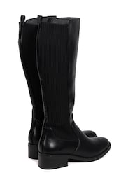 Linzi Black Renae Classic Riding Style Boots With Elasticated Back Panel - Image 5 of 5