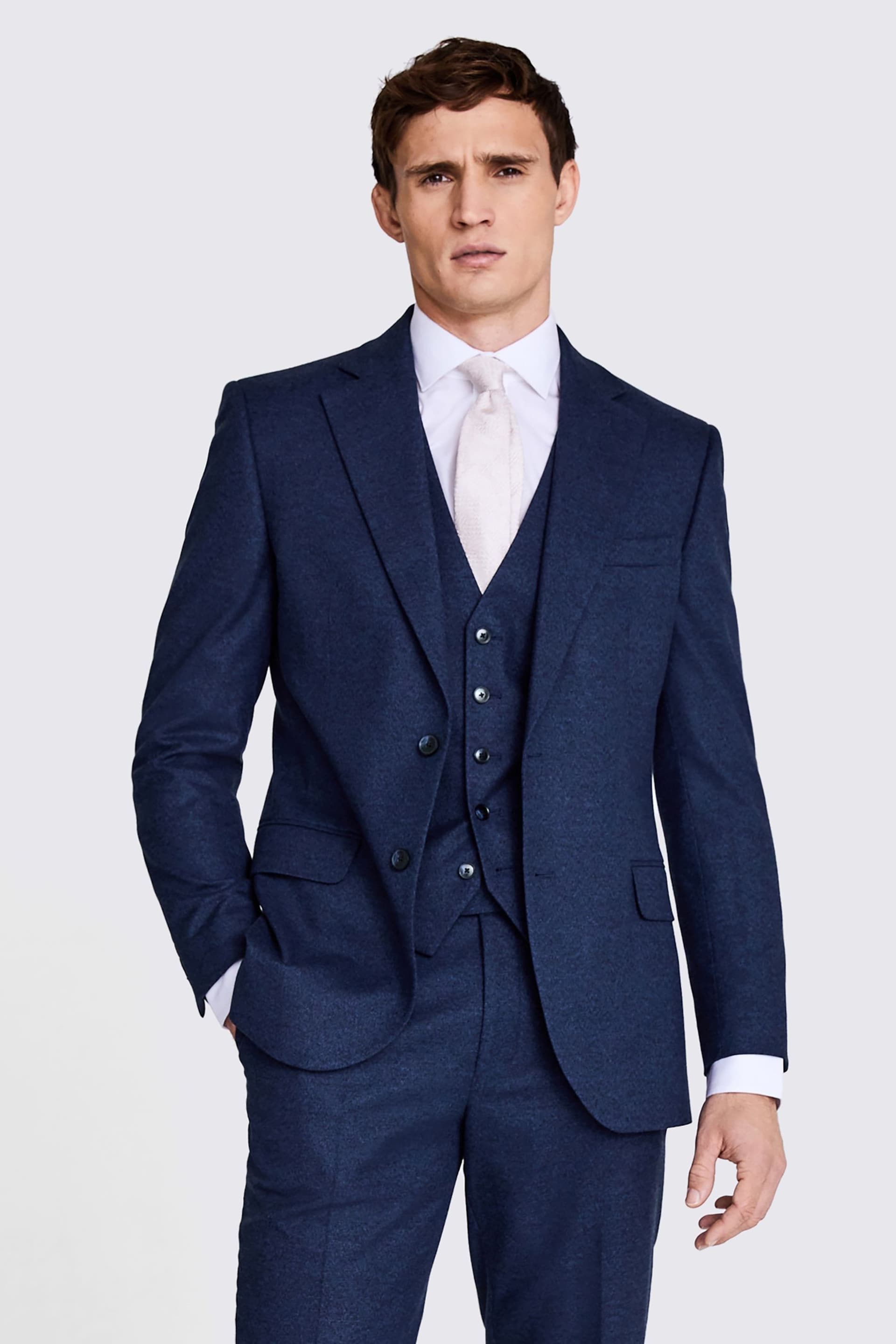 MOSS Tailored Fit Blue Flannel Jacket - Image 1 of 7