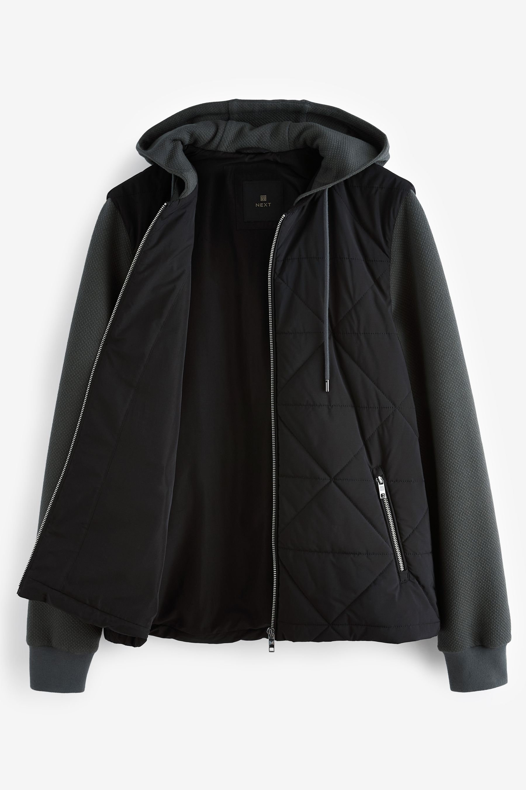 Buy Grey Jersey Sleeve Hybrid Puffer Jacket from Next Ireland