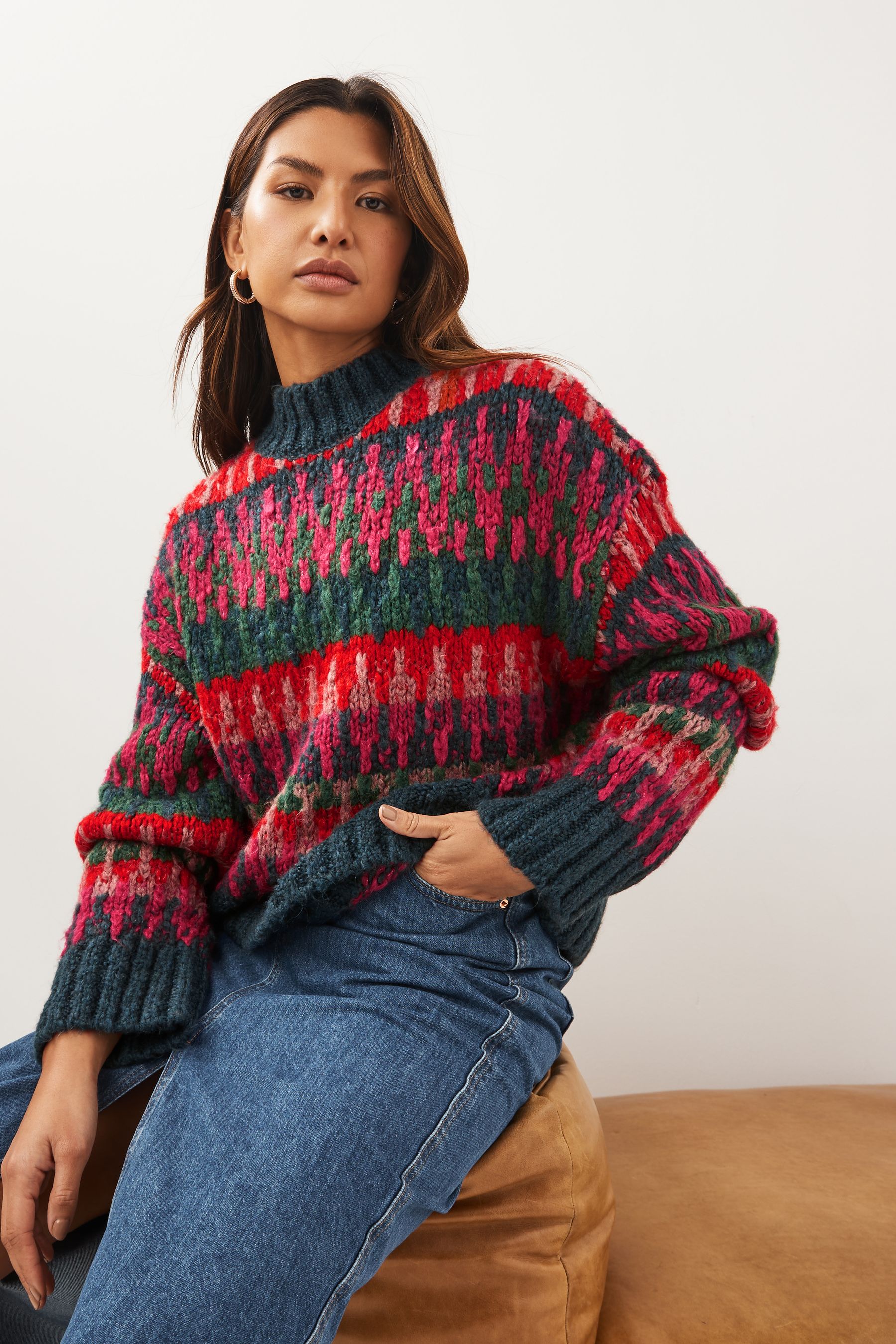 Multicolour stripe jumper top