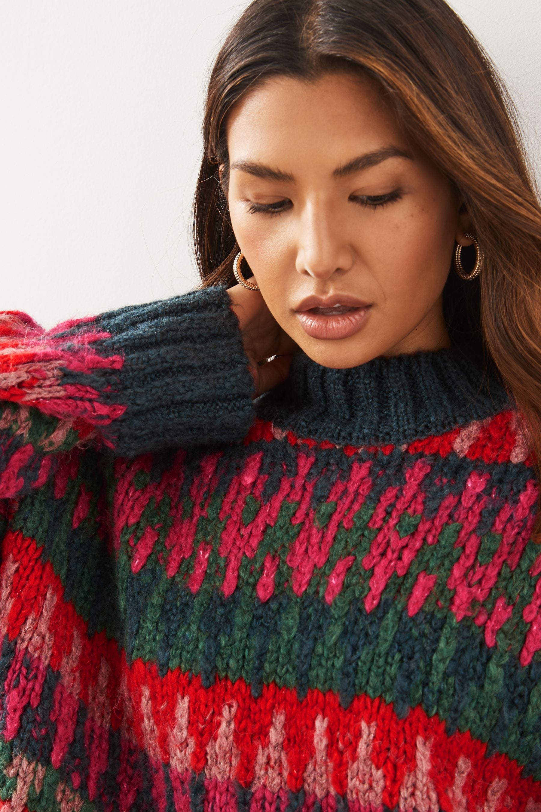 High neck ribbed jumper deals