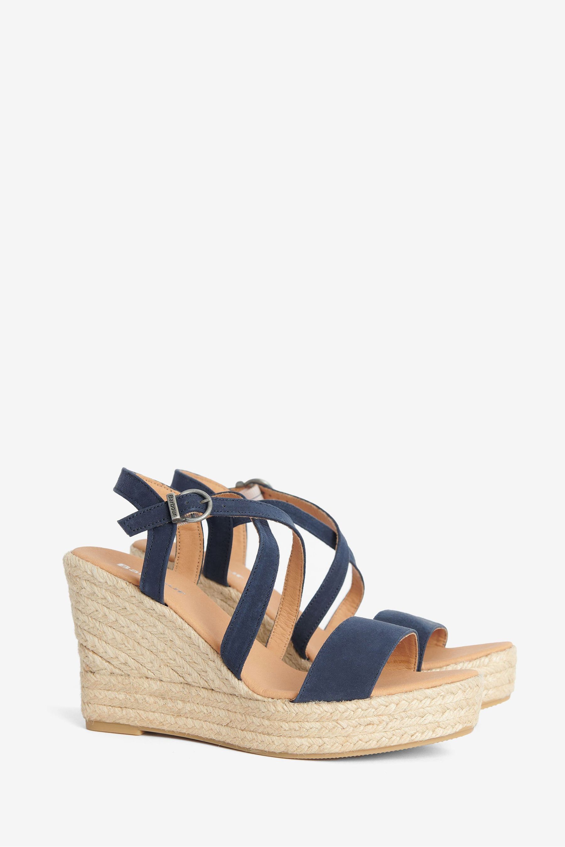 Buy Barbour Navy Lucia Leather Espadrille Wedge Sandals from the