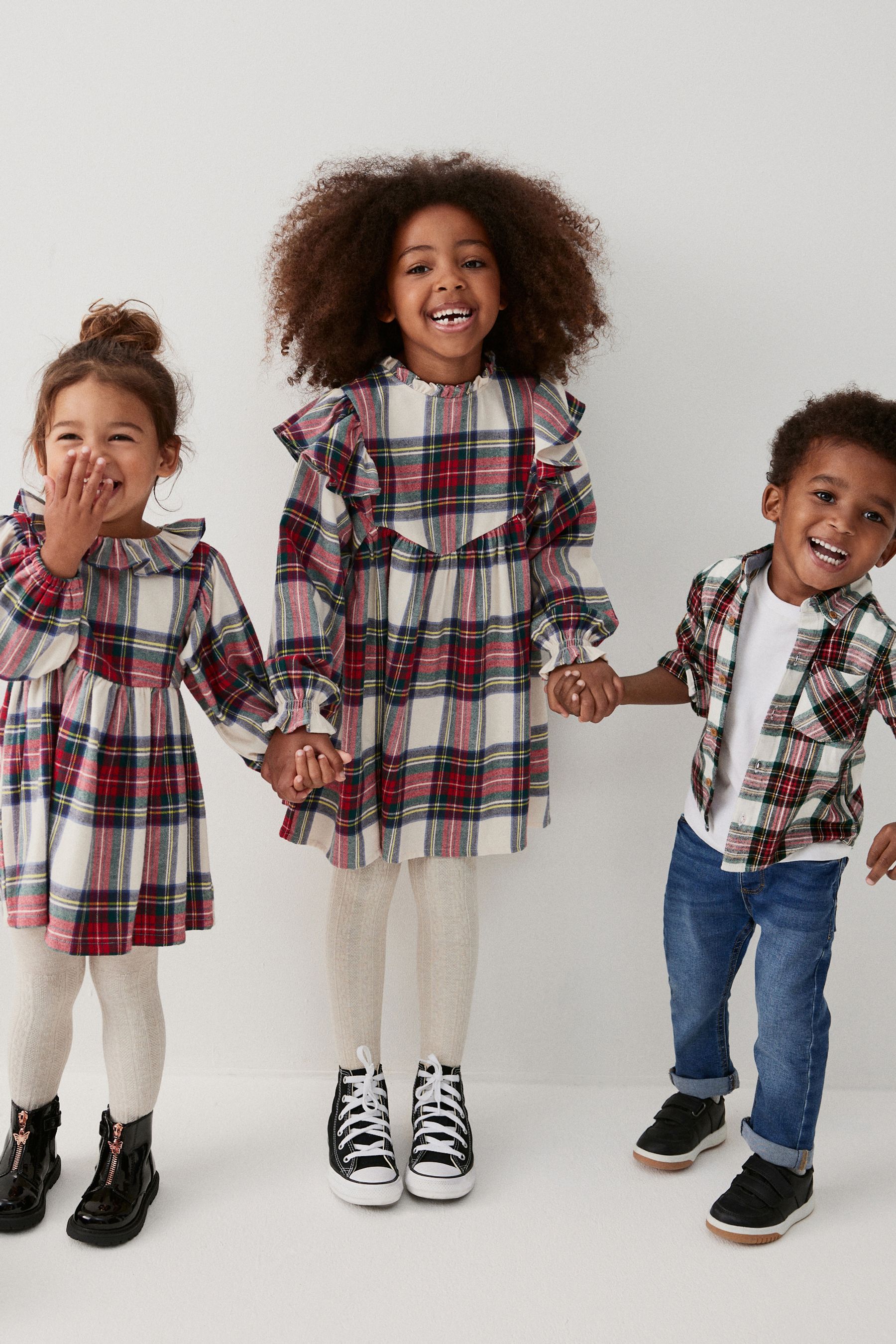 Buy Cream Red Tartan Ruffle Check Dress 3 16yrs from Next Luxembourg
