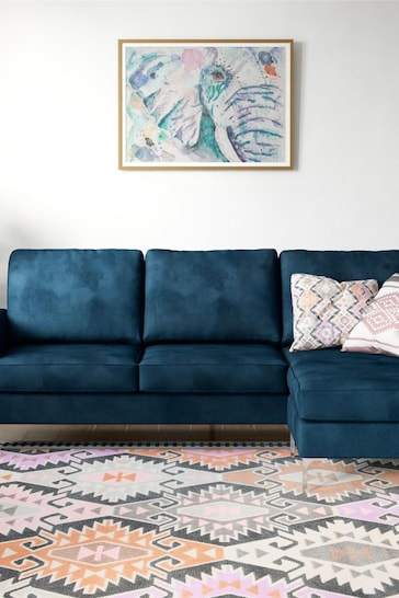 Novogratz Blue Chapman Velvet Sectional Sofa