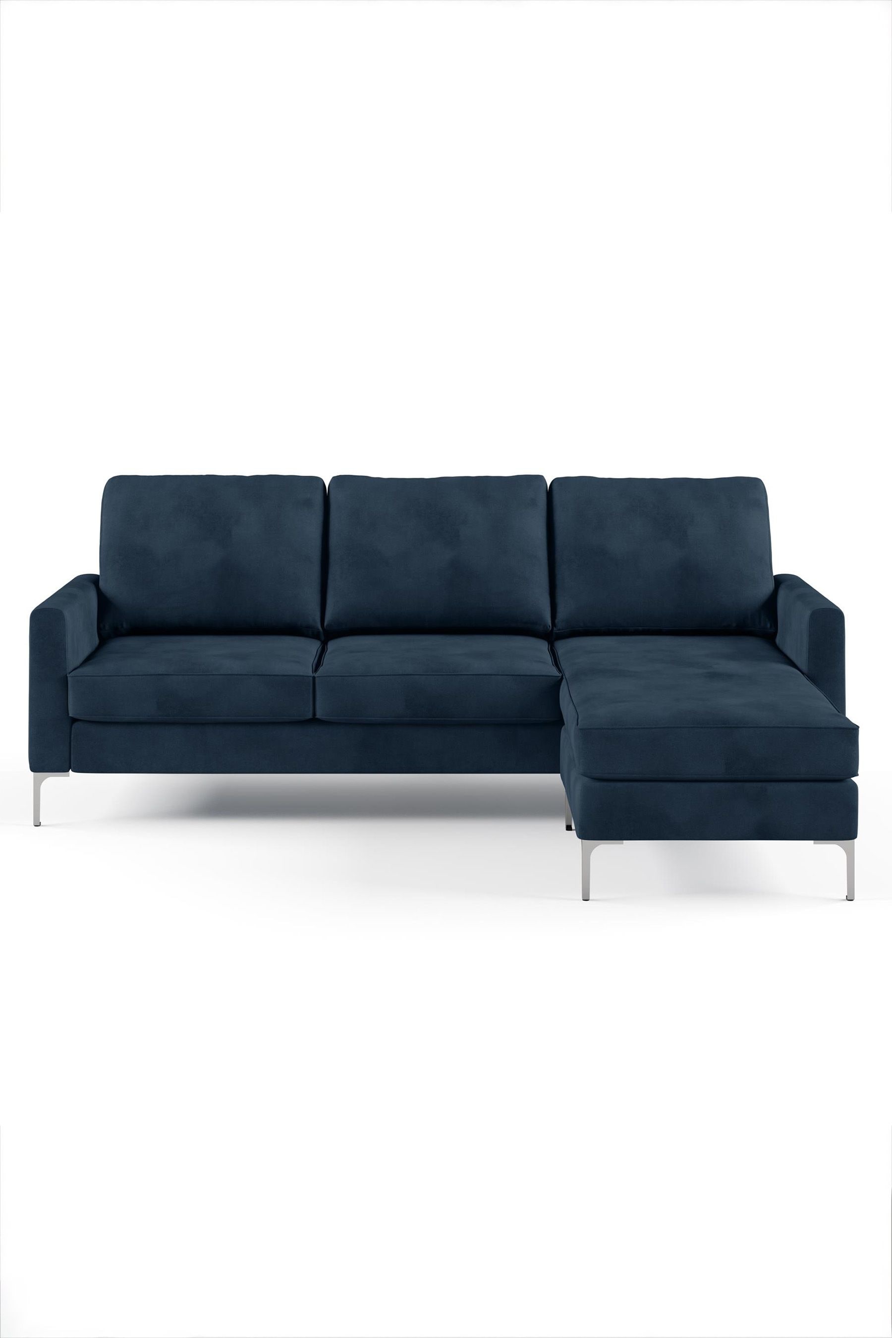 Navy blue store velvet sectional sofa