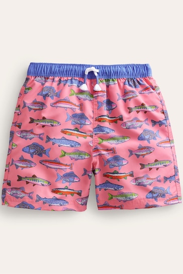 Boden Red Tropical Animal Swim Shorts
