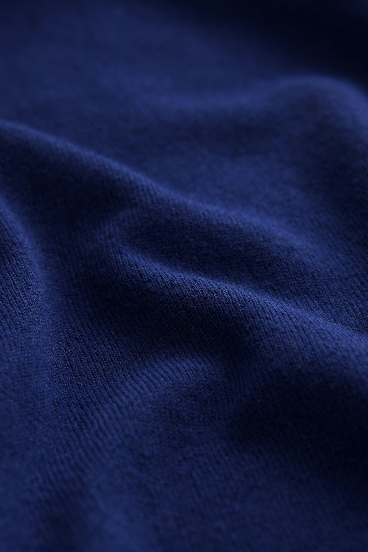 Cobalt Blue Knitted Regular Fit Zip Polo Shirt - Image 8 of 8