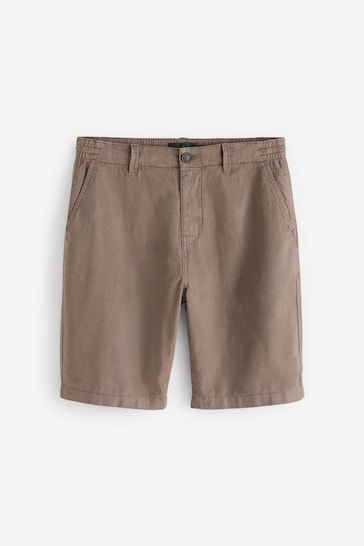 Brown Linen Blend Chino Shorts
