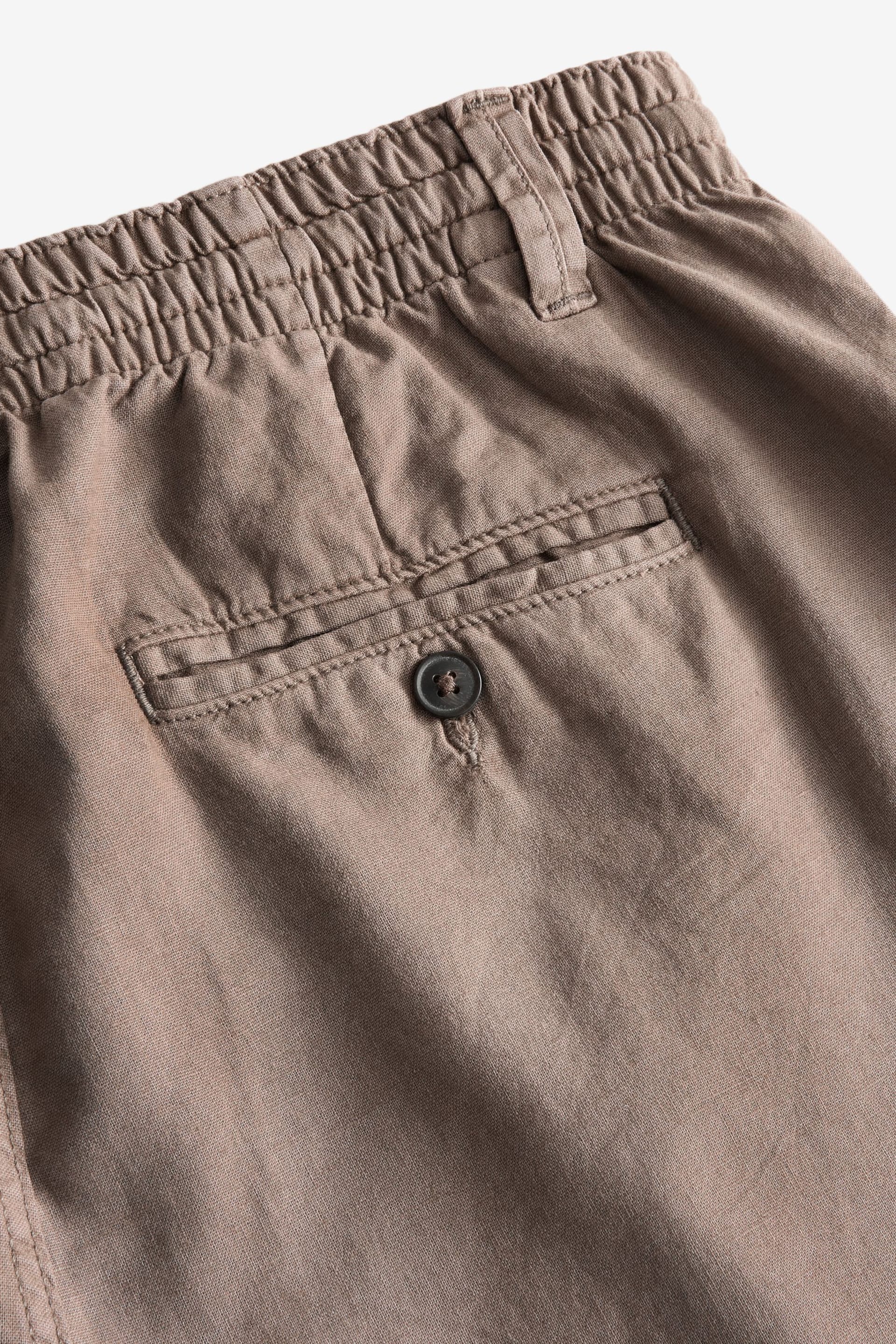 Brown Linen Blend Chino Shorts - Image 4 of 4