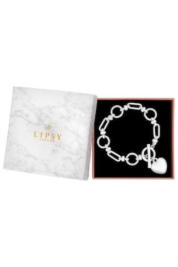 Lipsy Jewellery Silver Tone Chunky Puff Heart Gift Boxed Bracelet