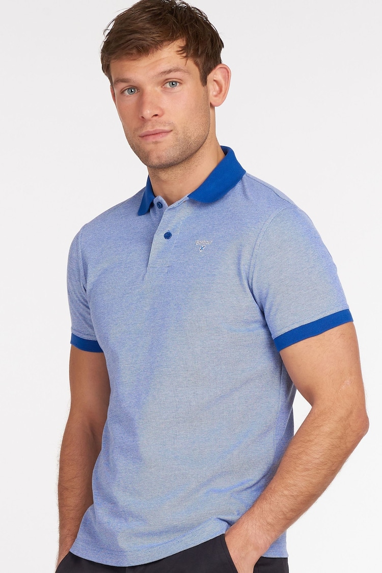 Barbour® Blue 100% Cotton Mens Sports Polo Shirt - Image 1 of 5